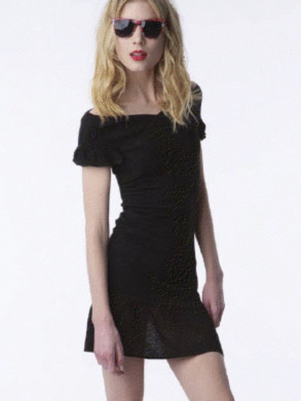 NWOT ZAC POSEN size XS black drop shoulder mini dress